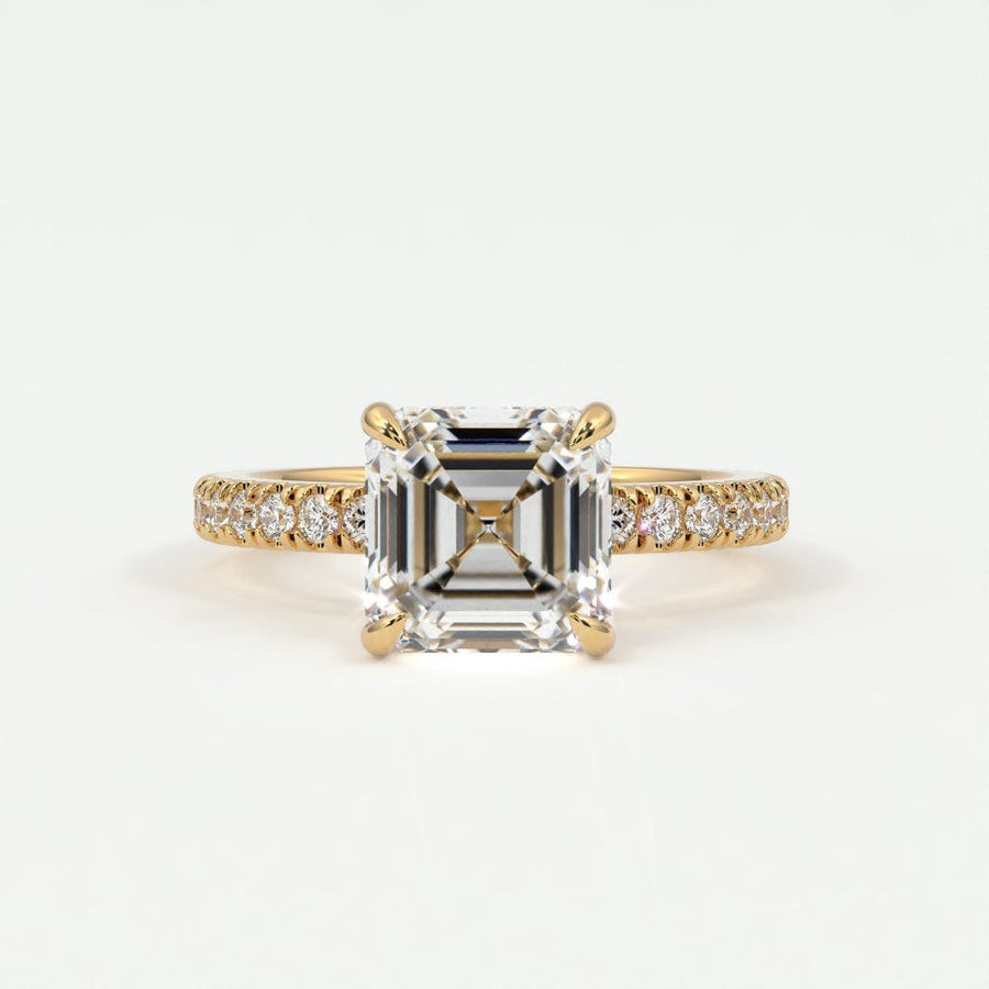 Rings 4 / Yellow Gold / Simple Solitaire Asscher Cut Diamond Engagement Rings