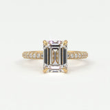 Rings 4 / Yellow Gold / Simple Solitaire Emerald Cut Diamond Engagement Rings, Lab Grown