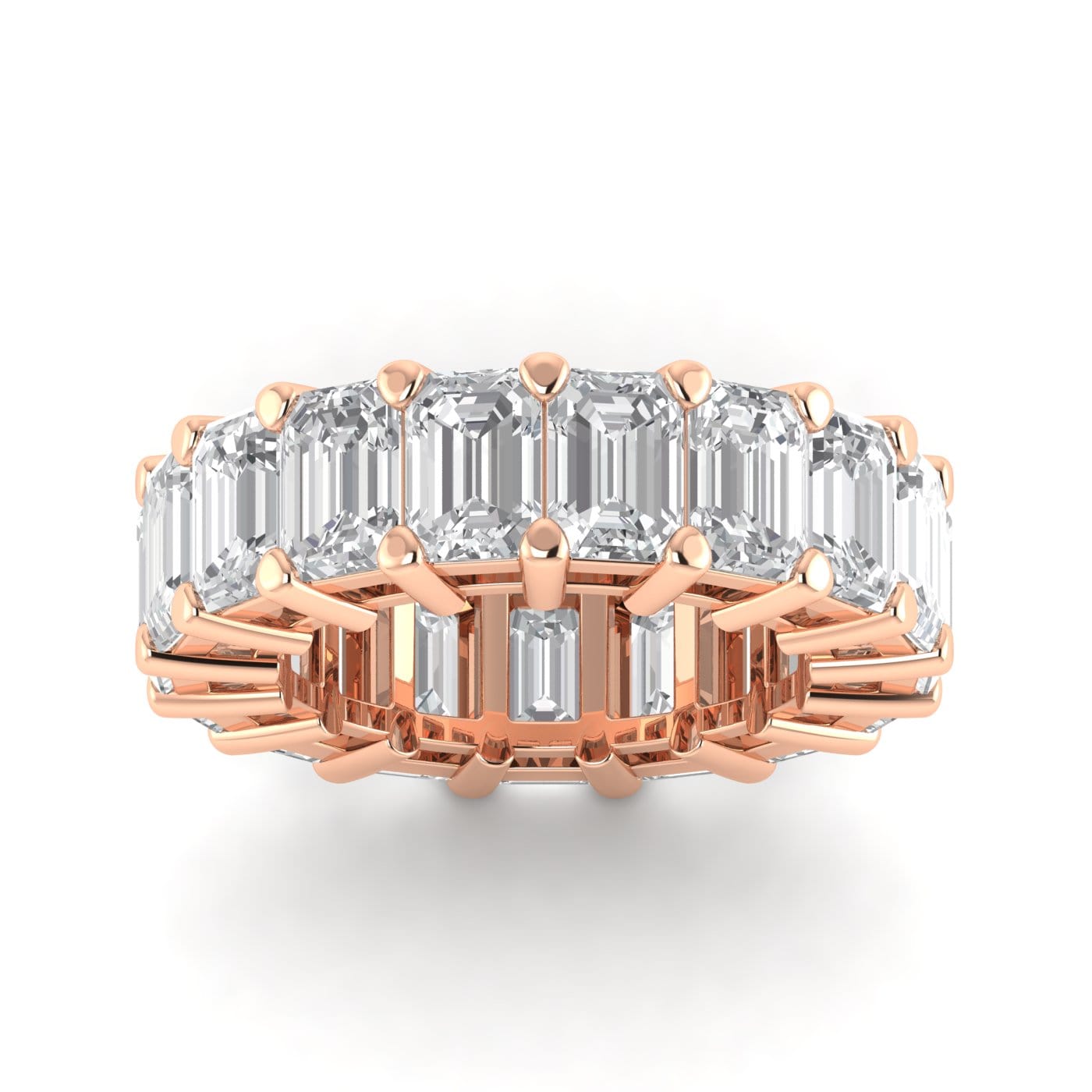 Rings 6 / Rose Gold / 11.9 ct 14K Gold Emerald Cut Diamond Eternity Ring Lab Grown