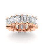 Rings 6 / Rose Gold / 11.9 ct 14K Gold Emerald Cut Diamond Eternity Ring Lab Grown