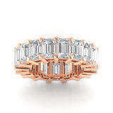 Rings 6 / Rose Gold / 11.9 ct 14K Gold Emerald Cut Diamond Eternity Ring Lab Grown