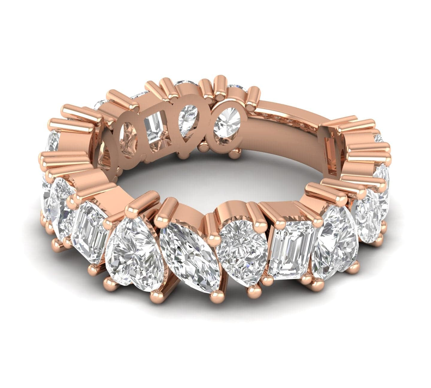 Rings 6 / Rose Gold / 14K 14K & 18K Gold and Multi-Shape Diamond Eternity Band Lab Grown