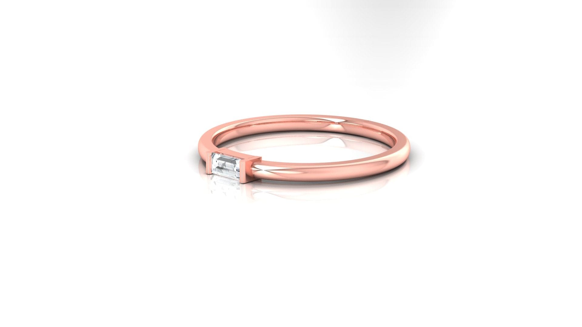 Rings 6 / Rose Gold / 14K 14K & 18K Gold Band with Single Diamond, Lab Grown