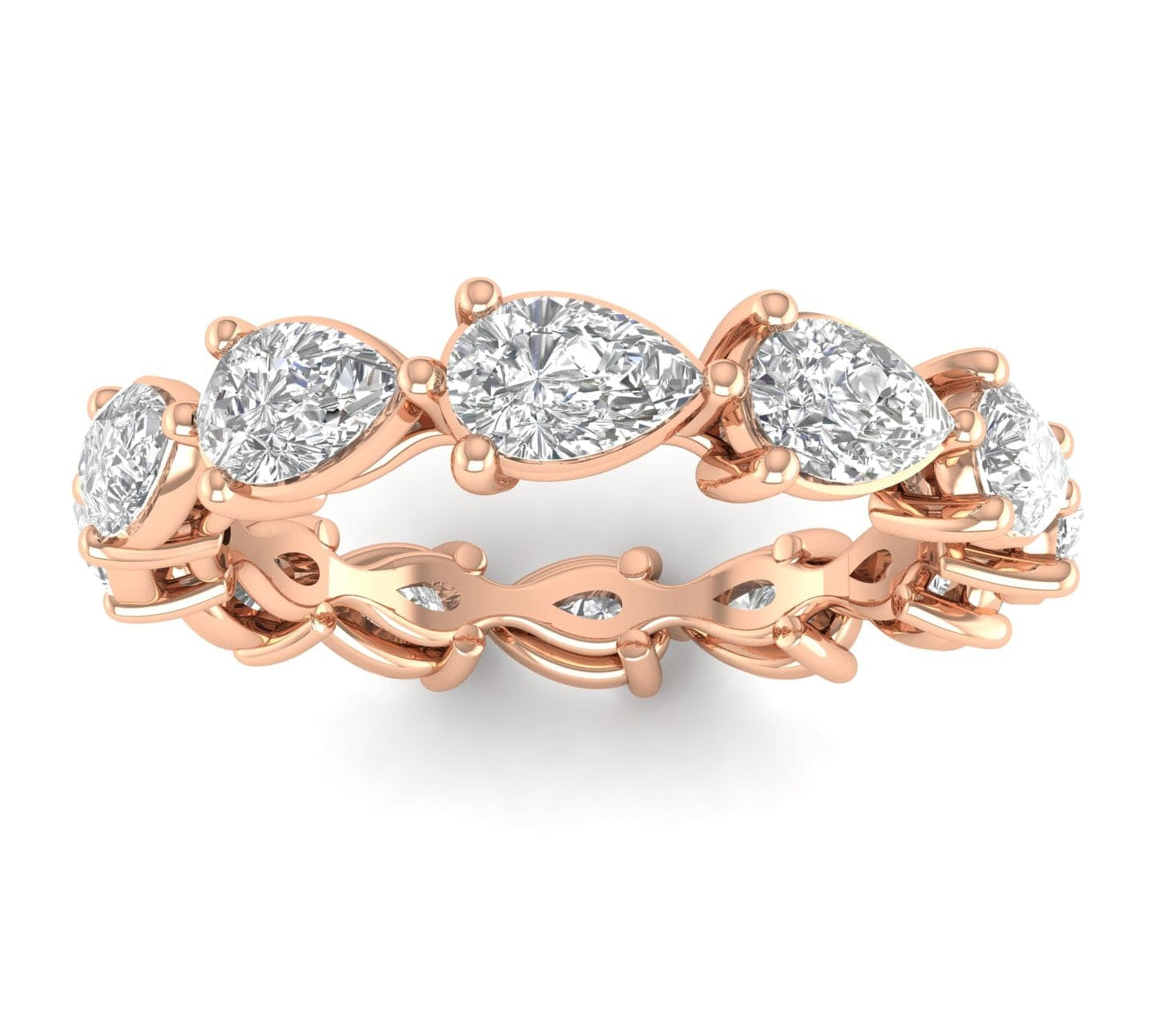 Rings 6 / Rose Gold / 14K 14K & 18K Gold Pear East West Diamond Eternity Ring, Lab Grown