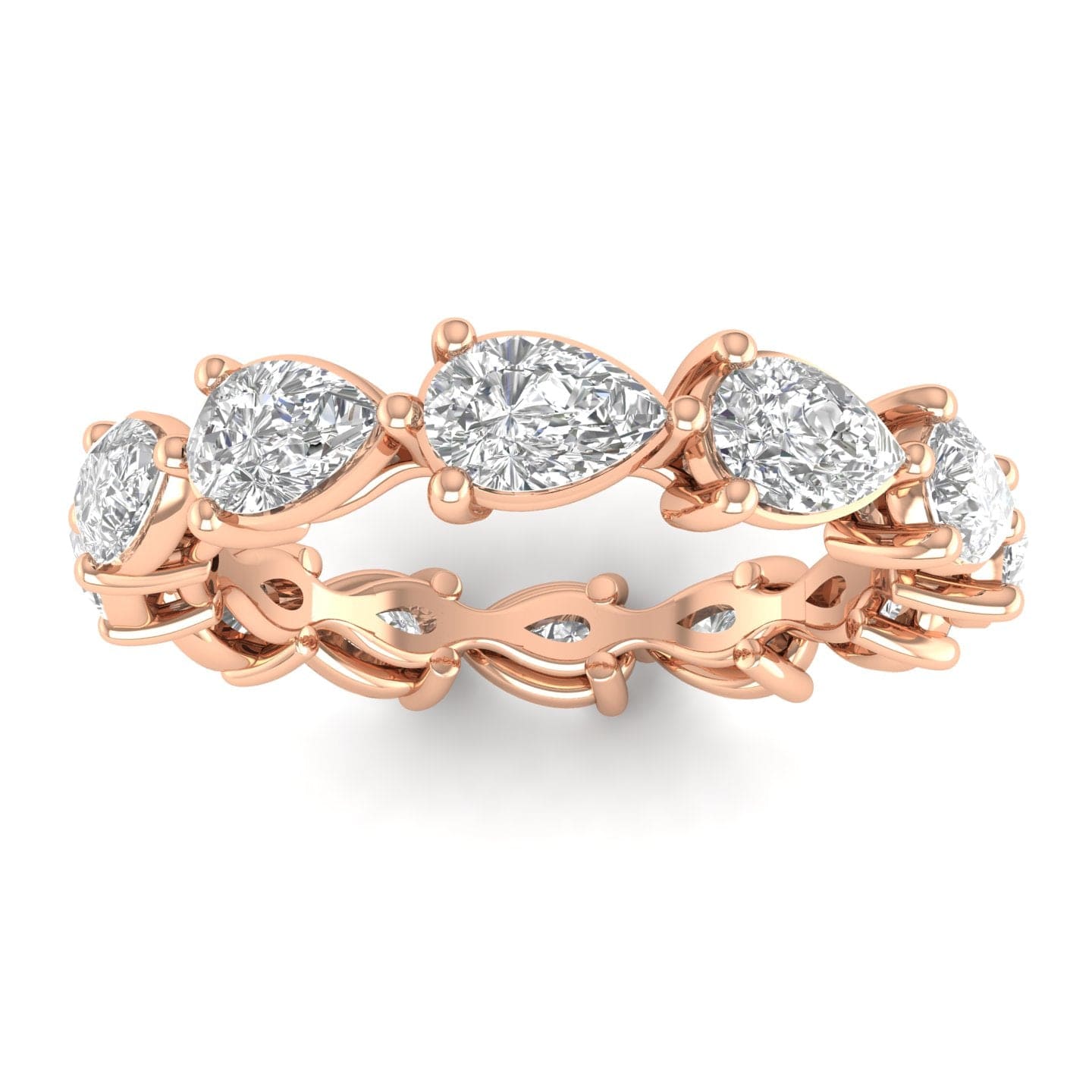 Rings 6 / Rose Gold / 14K 14K & 18K Gold Pear East West Diamond Eternity Ring, Lab Grown