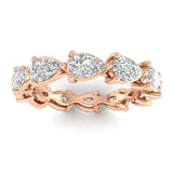 Rings 6 / Rose Gold / 14K 14K & 18K Gold Pear East West Diamond Eternity Ring, Lab Grown