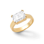 Rings 6 / Rose Gold / 14K 14K & 18K Gold Radiant Cut East West Diamond Ring, Lab Grown