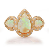 Rings 6 / Rose Gold / 14K 14K & 18K Three Opal and Diamond Ring