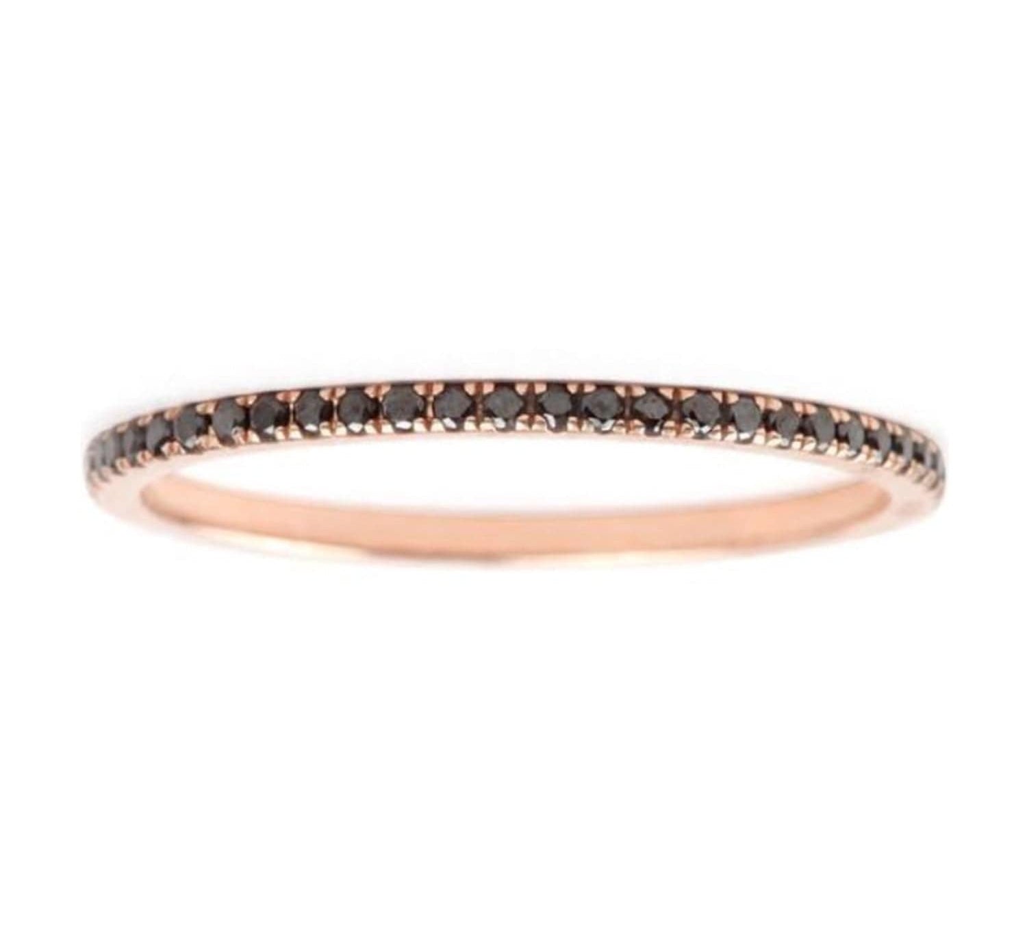 Rings 6 / Rose Gold 14K Gold and Black Diamond Eternity Stacking Rings