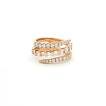 Rings 6" / Rose Gold 14K Gold Round and Emerald Cut Diamond Wrap Around Ring