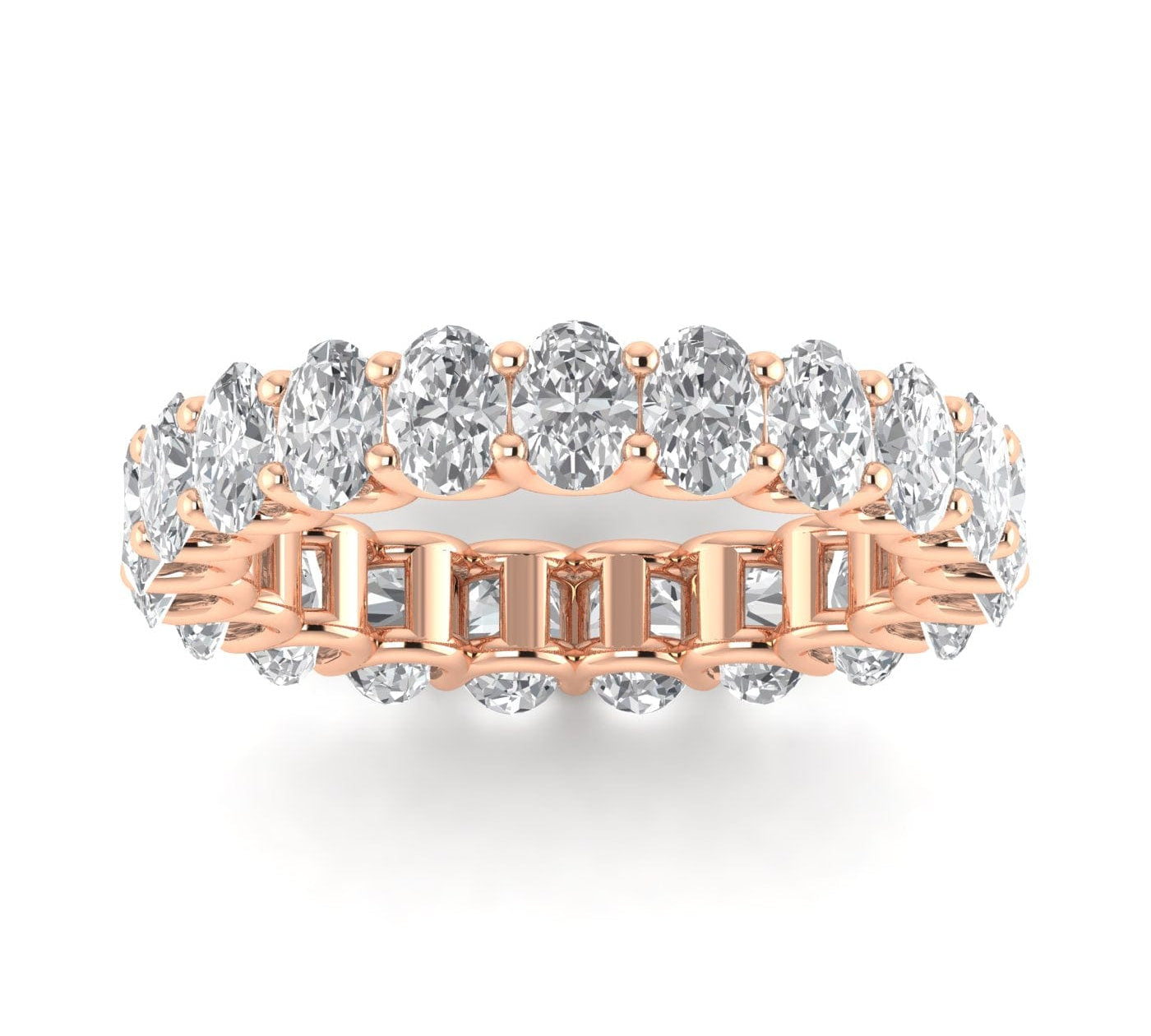 Rings 6 / Rose Gold / 2.3 ct 14K Gold Oval Diamond Eternity Band, Lab Grown