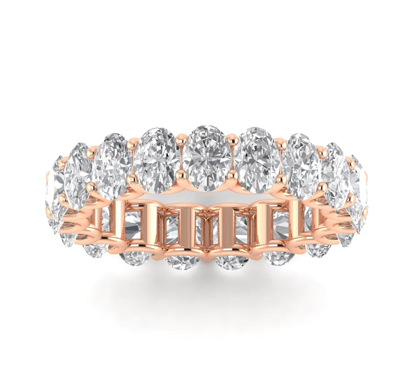 Rings 6 / Rose Gold / 3.61 ct 14K Gold Oval Diamond Eternity Band, Lab Grown