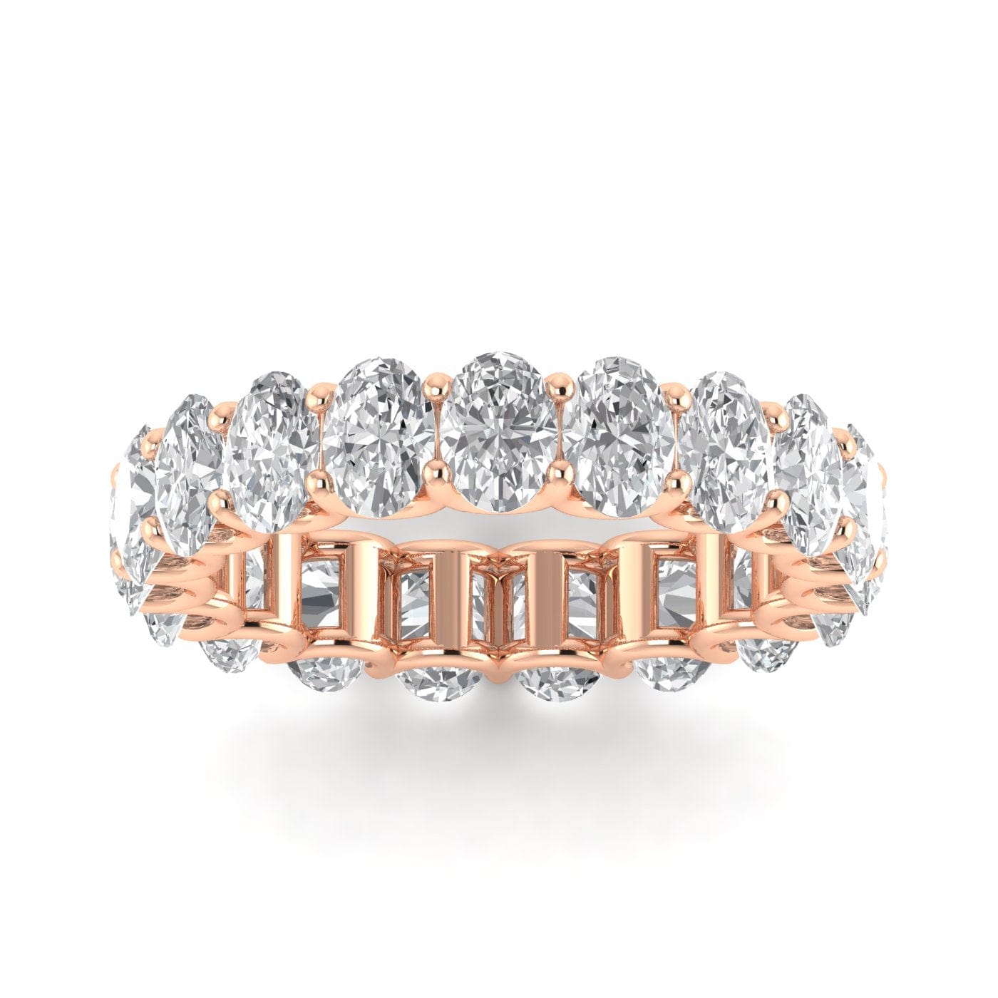 Rings 6 / Rose Gold / 3.61 ct 14K Gold Oval Diamond Eternity Band, Lab Grown