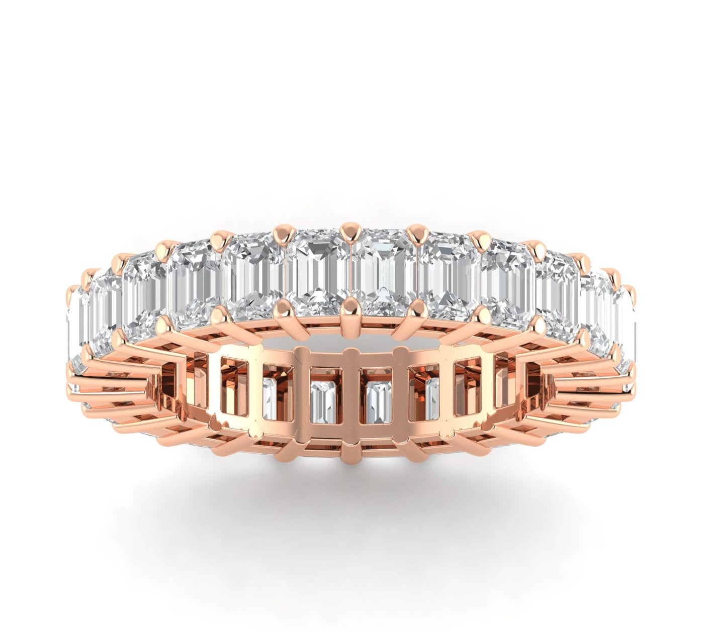 Rings 6 / Rose Gold / 3.9 ct 14K Gold Emerald Cut Diamond Eternity Ring Lab Grown