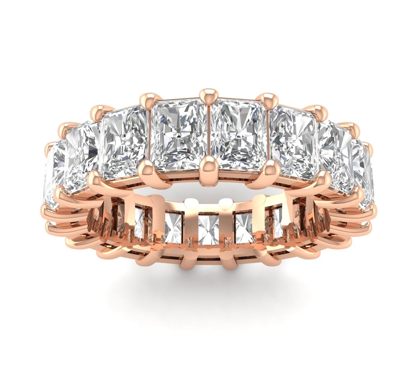 Rings 6 / Rose Gold / 4.9 ct 14K Gold Princess Cut Diamond Eternity Ring, Lab Grown