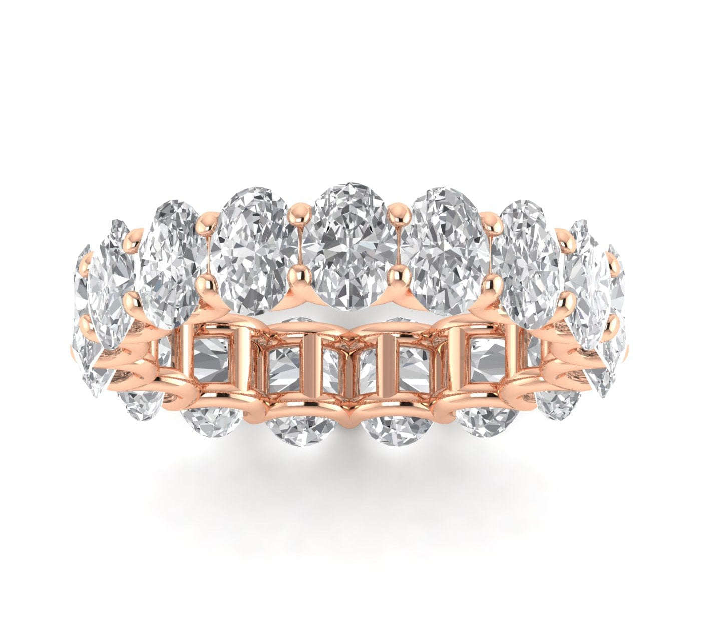 Rings 6 / Rose Gold / 5.04 ct 14K Gold Oval Diamond Eternity Band, Lab Grown