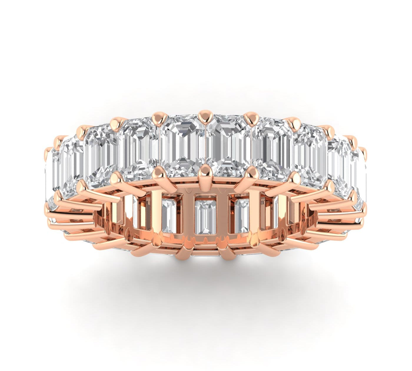 Rings 6 / Rose Gold / 6.3 ct 14K Gold Emerald Cut Diamond Eternity Ring Lab Grown