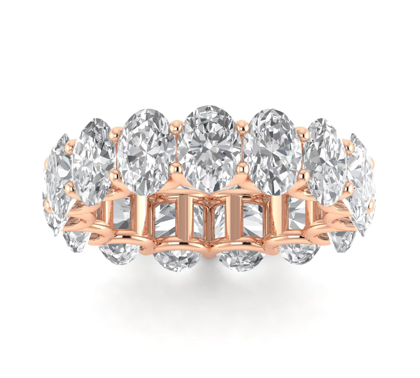 Rings 6 / Rose Gold / 7.50 ct 14K Gold Oval Diamond Eternity Band, Lab Grown