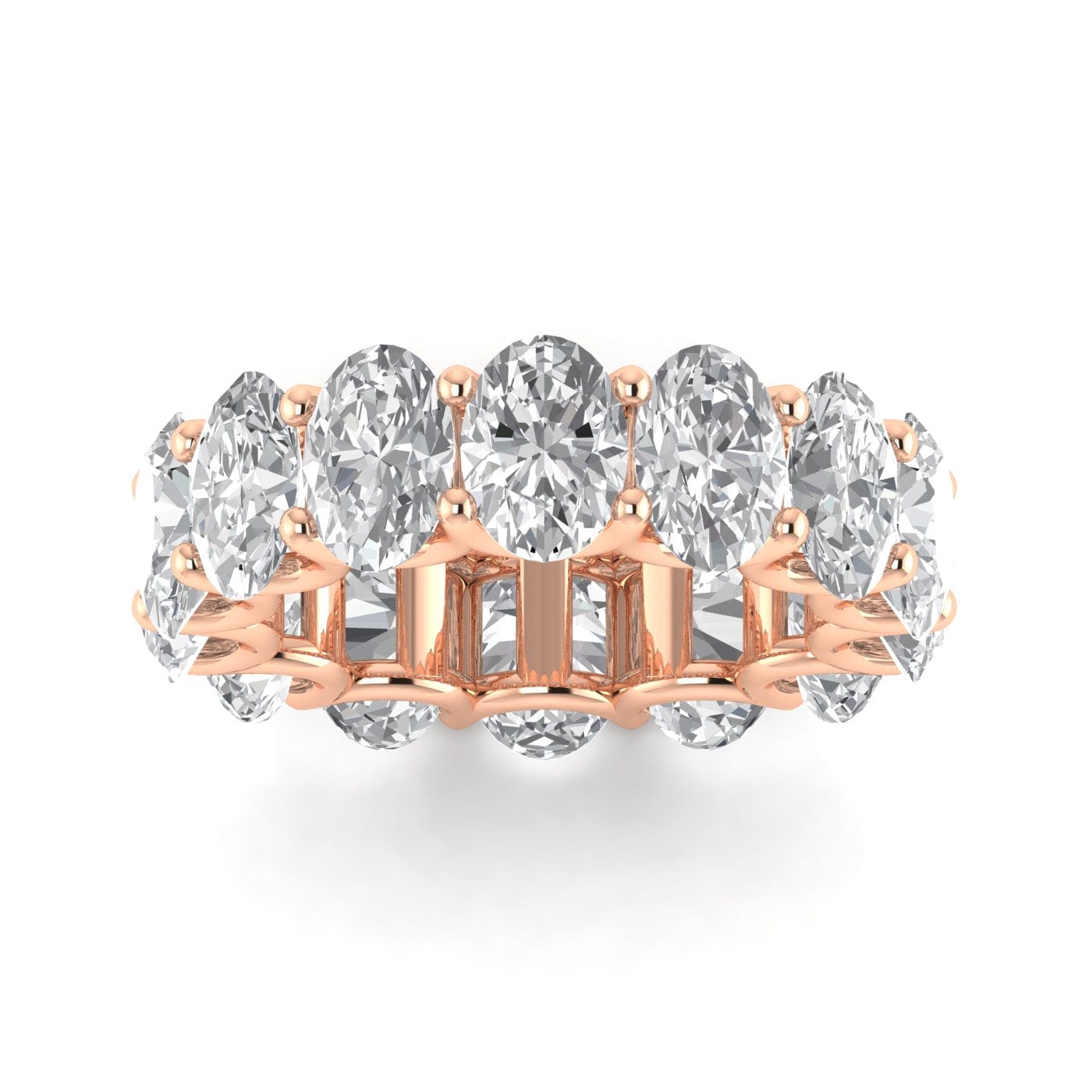 Rings 6 / Rose Gold / 9.80 ct 14K Gold Oval Diamond Eternity Band, Lab Grown