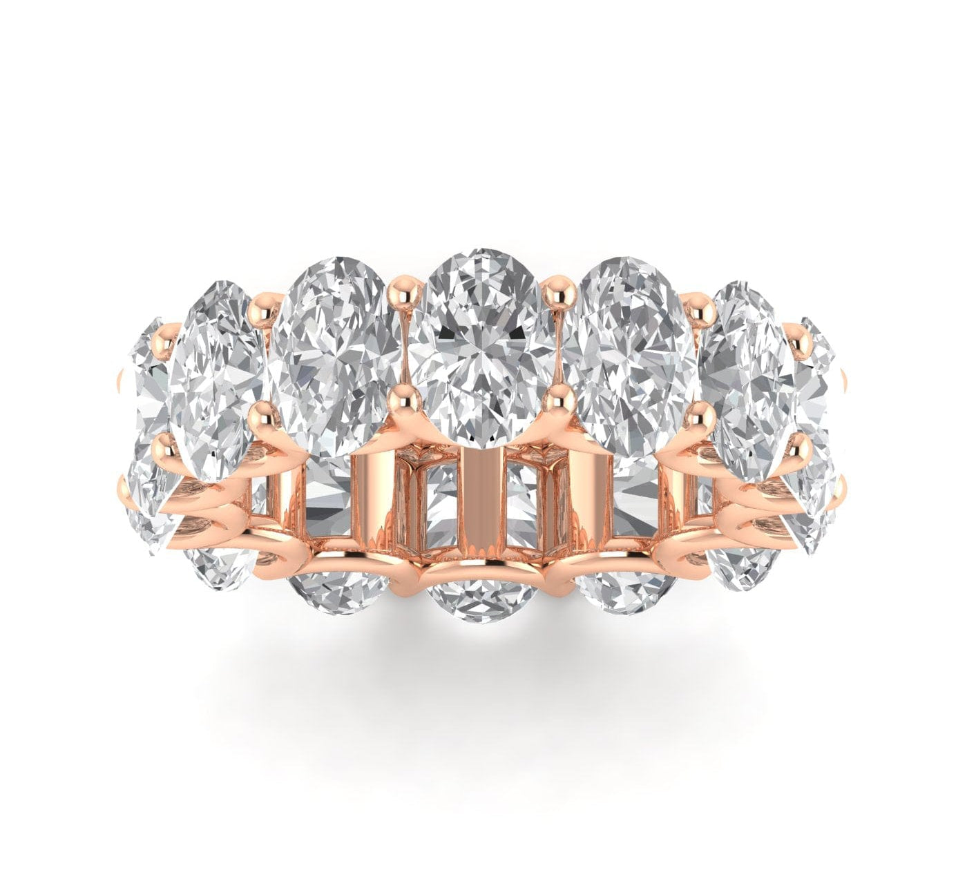 Rings 6 / Rose Gold / 9.80 ct 18K Gold and Oval Diamond Eternity Band, Lab Grown