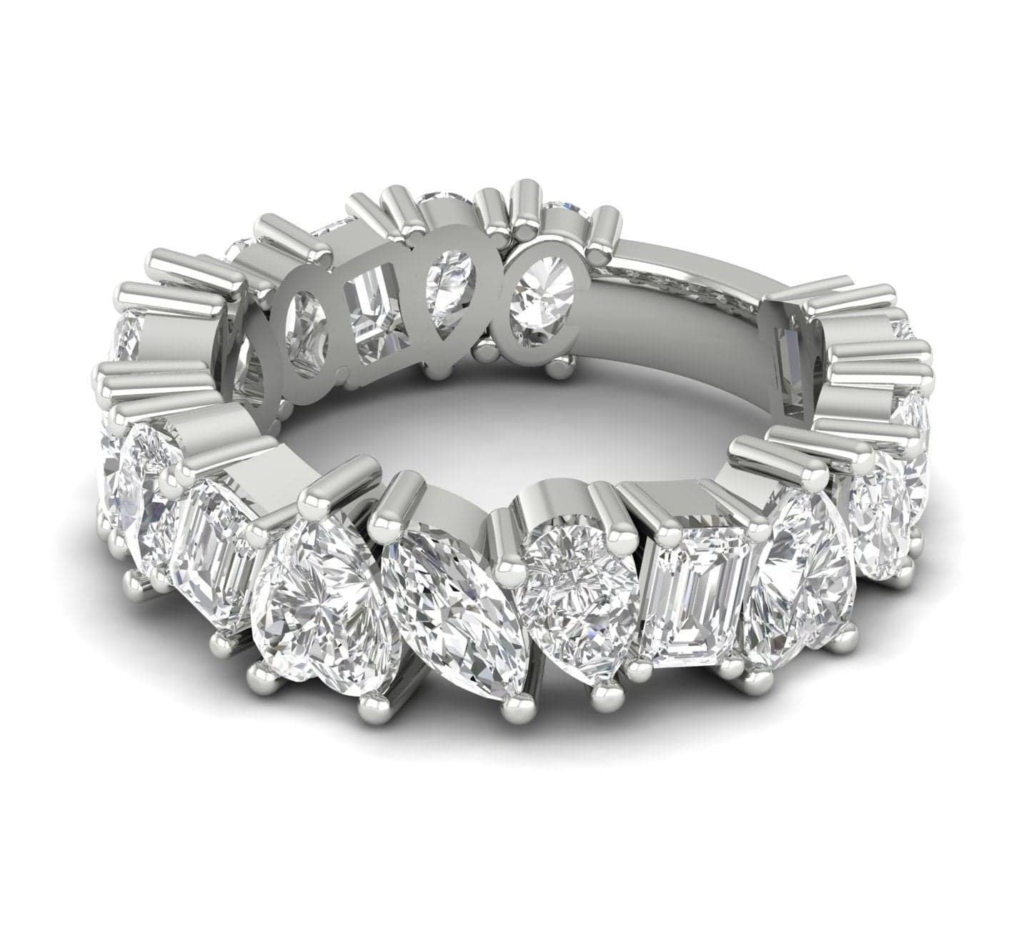 Rings 6 / White Gold / 14K 14K & 18K Gold and Multi-Shape Diamond Eternity Band Lab Grown