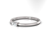 Rings 6 / White Gold / 14K 14K & 18K Gold Band with Single Diamond, Lab Grown