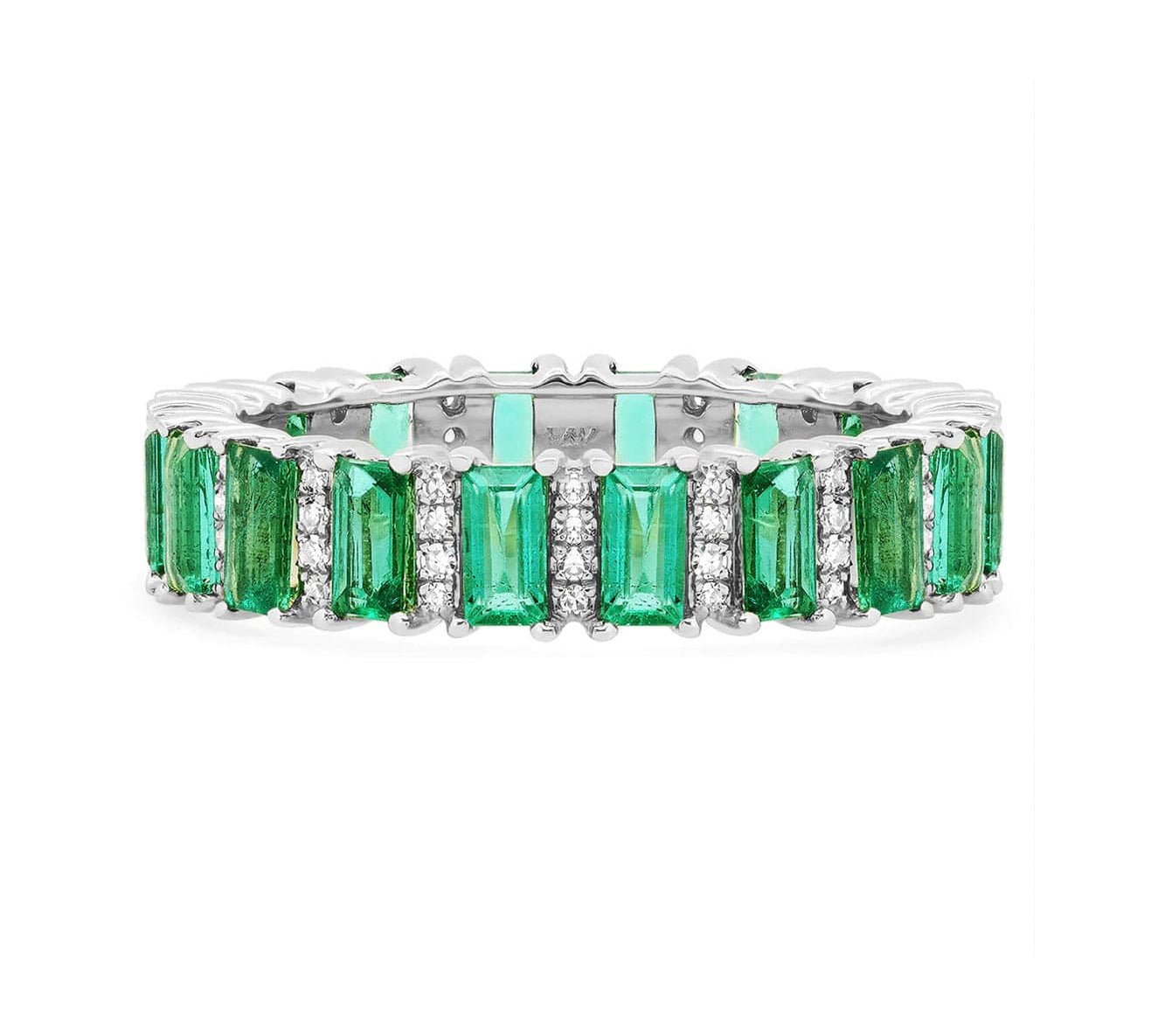 Rings 6 / White Gold 14K & 18K Gold Emerald and Diamond Eternity Band