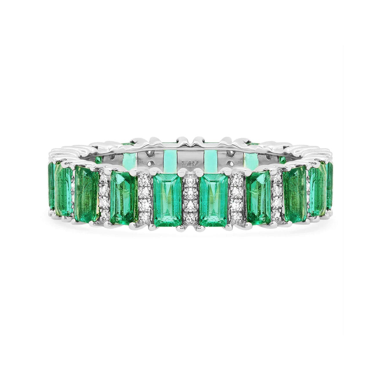 Rings 6 / White Gold 14K & 18K Gold Emerald and Diamond Eternity Band