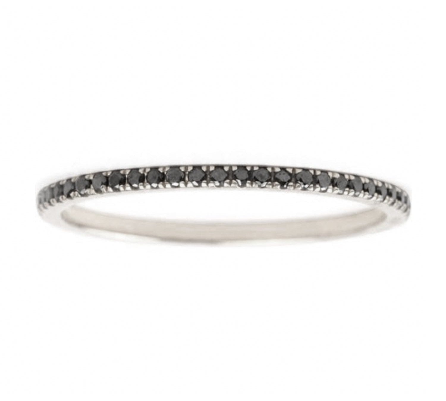 Rings 6 / White Gold 14K Gold and Black Diamond Eternity Stacking Rings