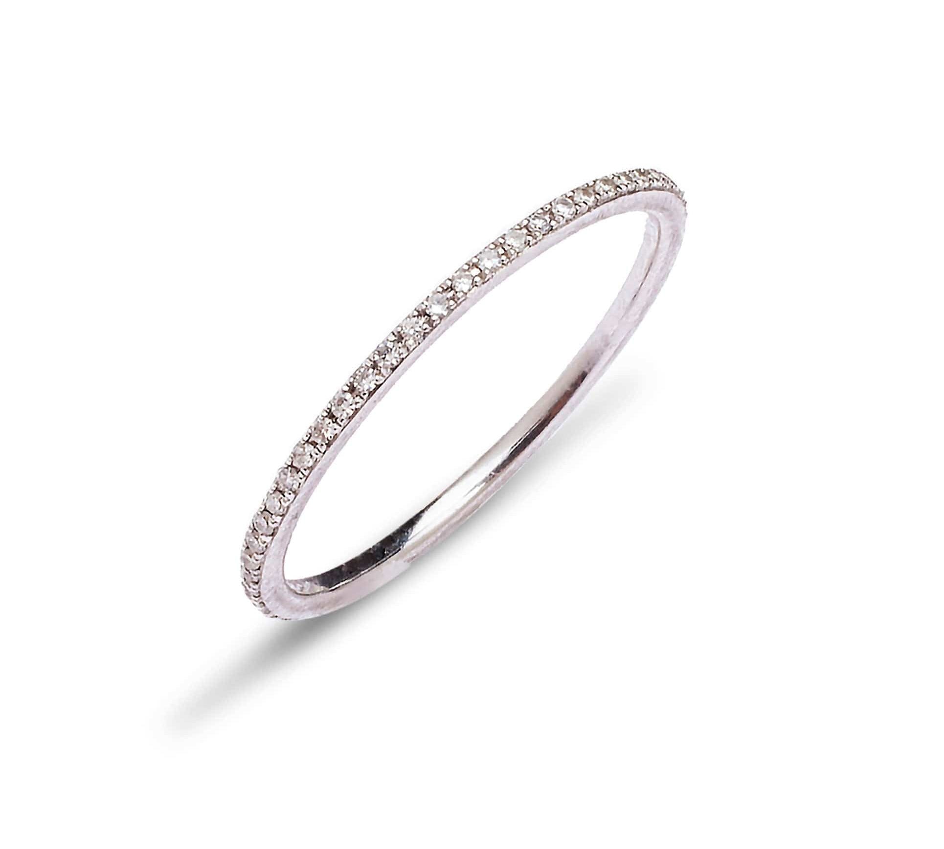 Rings 6 / White Gold 14K Gold and Diamond Eternity Stacking Rings