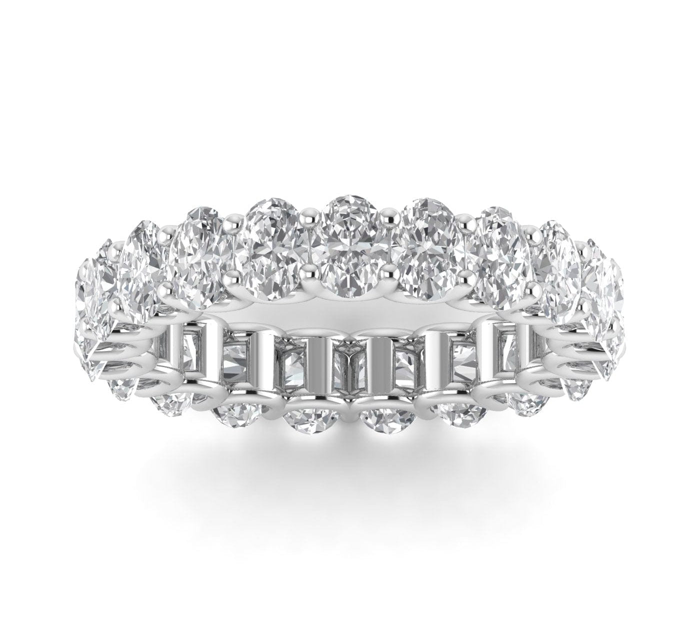 Rings 6 / White Gold / 2.3 ct 14K Gold Oval Diamond Eternity Band, Lab Grown