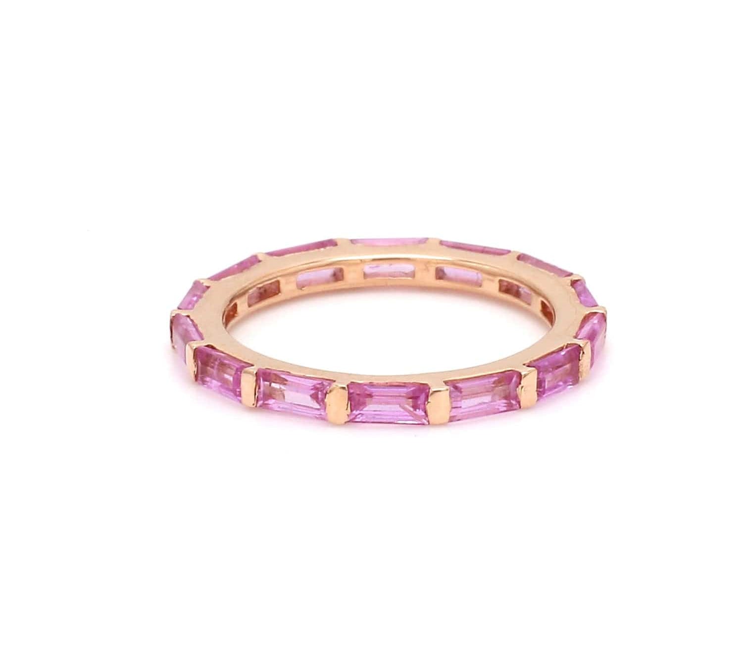 Rings 6 / Yellow Gold / 14K 14K & 18K Gold East West Pink Sapphire Eternity Ring