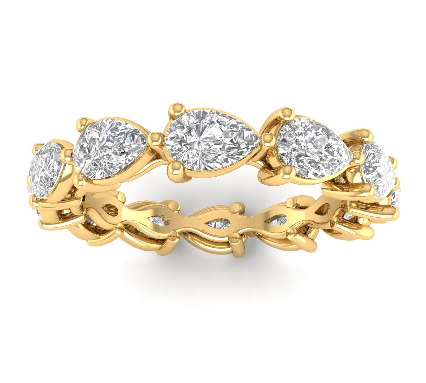 Rings 6 / Yellow Gold / 14K 14K & 18K Gold Pear East West Diamond Eternity Ring, Lab Grown