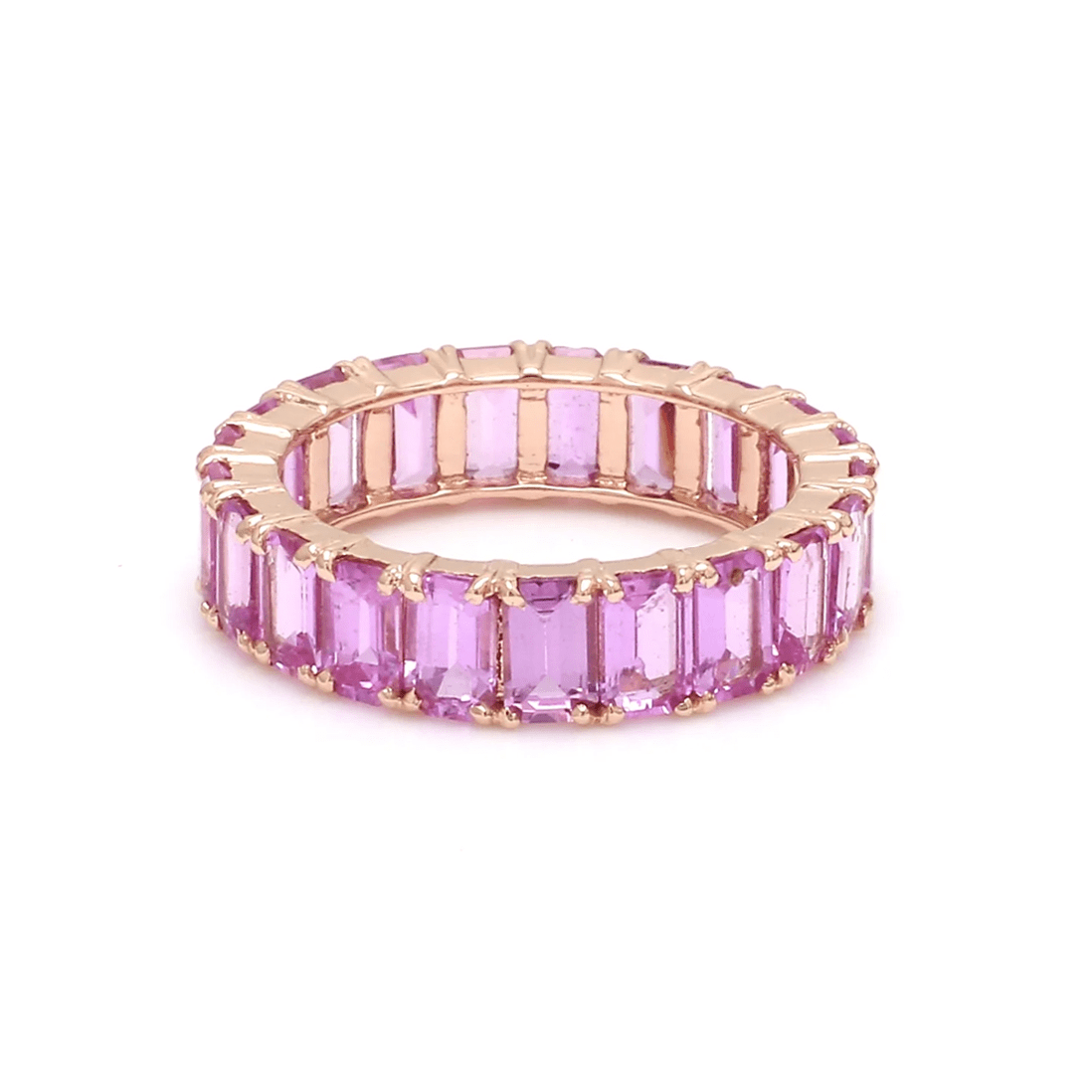 Rings 6 / Yellow Gold / 14K 14K & 18K Gold Pink Sapphire Eternity Band, U Shape Setting