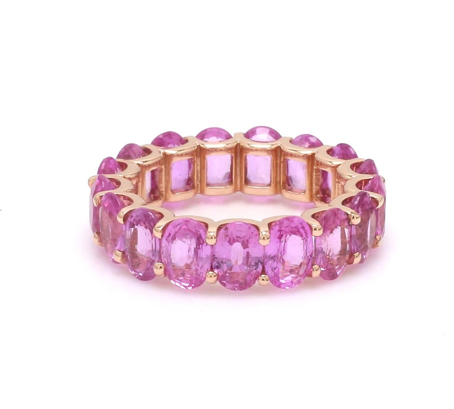 Rings 6 / Yellow Gold / 14K 14K & 18K Gold Pink Sapphire Eternity Band, U Shape Setting