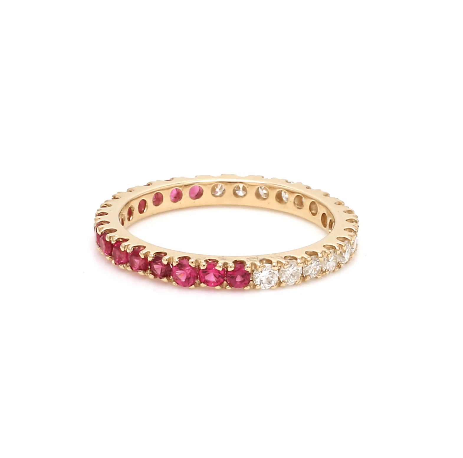 Rings 6 / Yellow Gold / 14K 14K & 18K Ombre Ruby & Diamond Eternity Ring