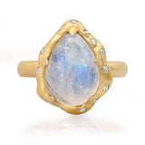 Rings 6 / Yellow Gold / 14K 14K & 18K Pear Moonstone and Diamond Ring