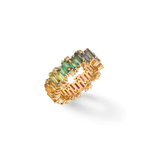 Rings 6 / Yellow Gold / 14K 14K or 18K Gold Rainbow Sapphire and Diamond Eternity Band, Random Set