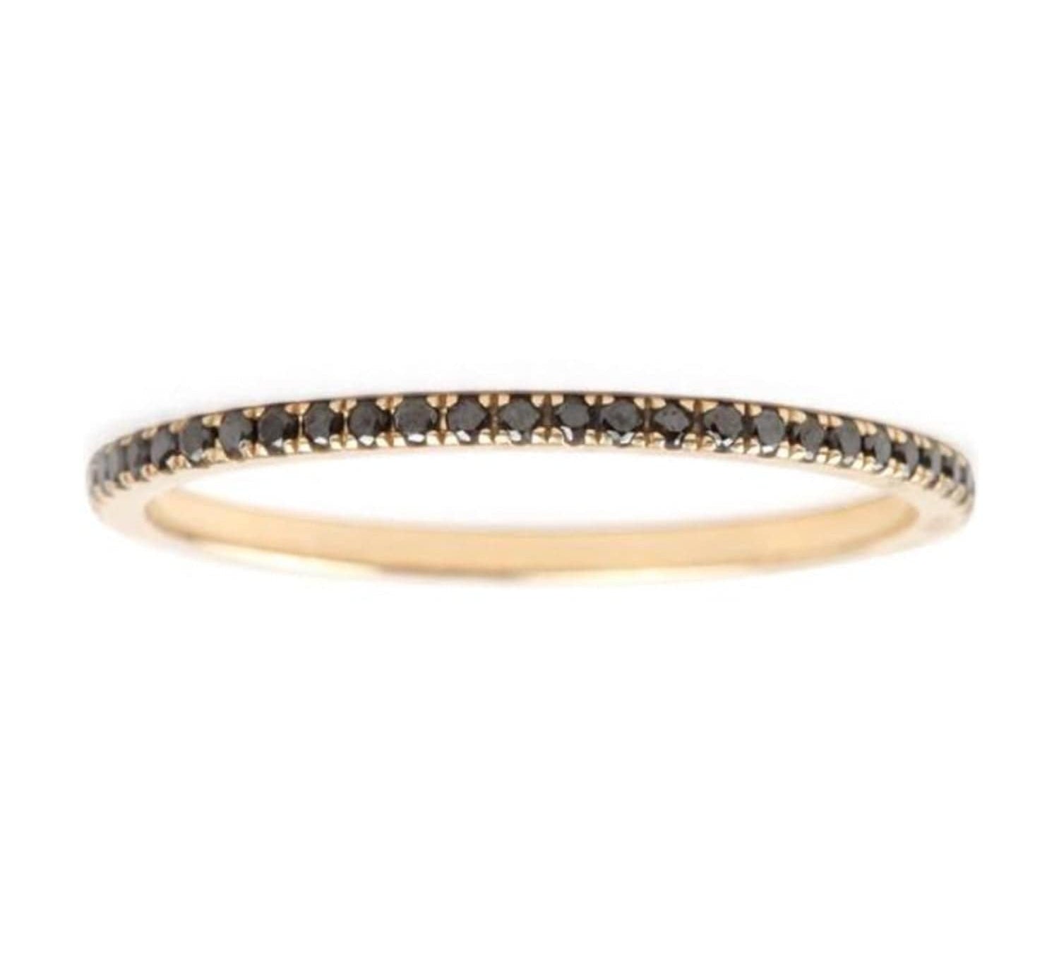 Rings 6 / Yellow Gold 14K Gold and Black Diamond Eternity Stacking Rings