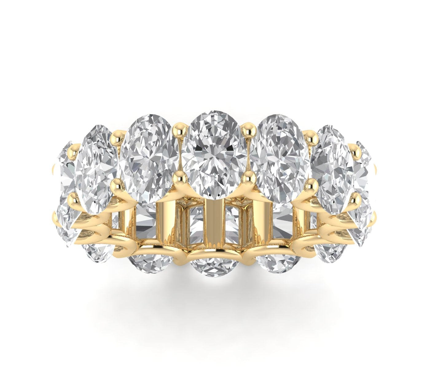 Rings 6 / Yellow Gold / 9.80 ct 18K Gold and Oval Diamond Eternity Band, Lab Grown