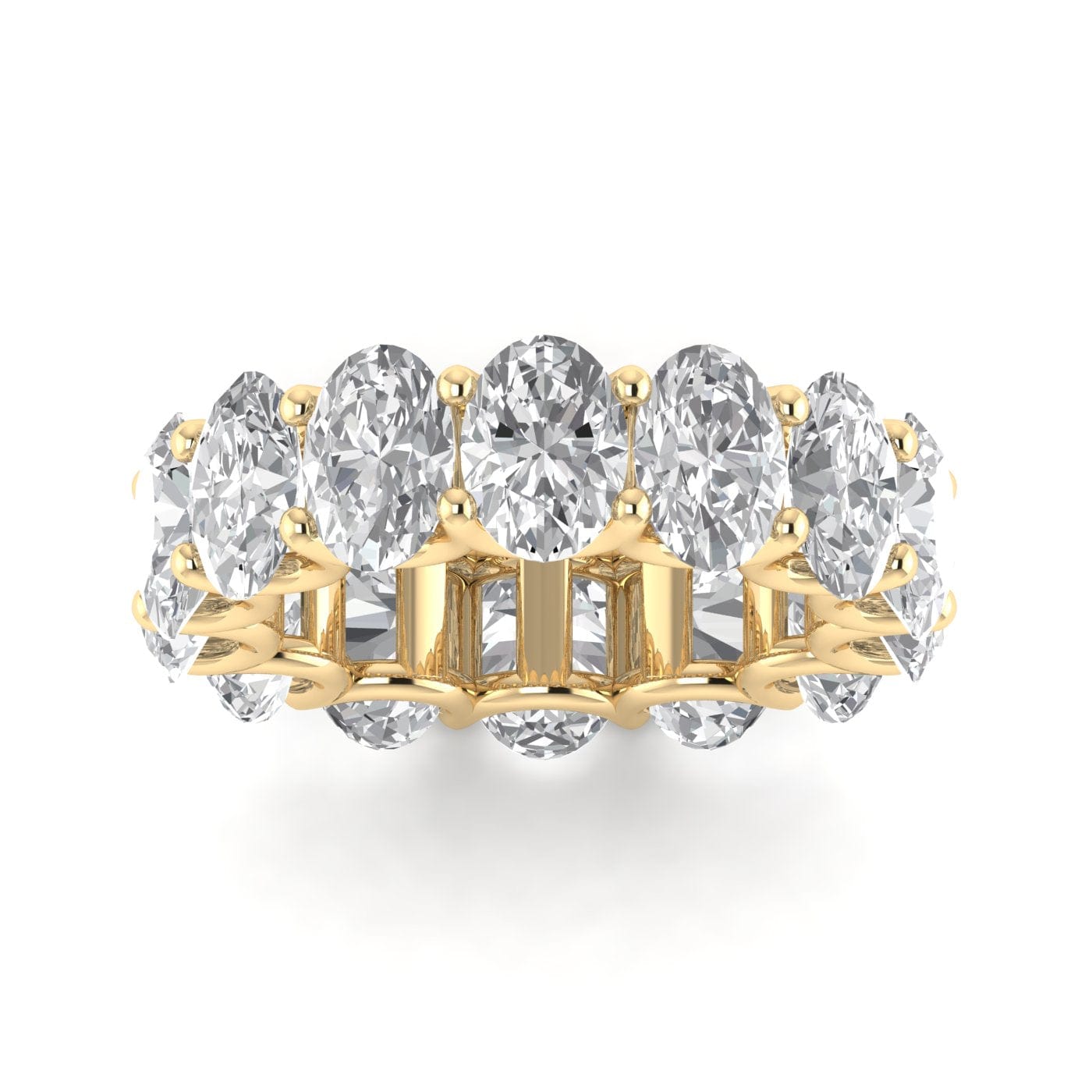 Rings 6 / Yellow Gold / 9.80 ct 18K Gold and Oval Diamond Eternity Band, Lab Grown