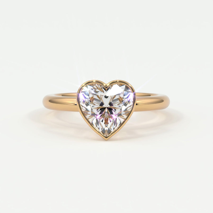 Rings Natural Mined Diamonds / 14K Rose Gold Heart Shape Bezel Setting