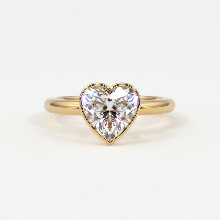 Rings Natural Mined Diamonds / 14K Yellow Gold Heart Shape Bezel Setting