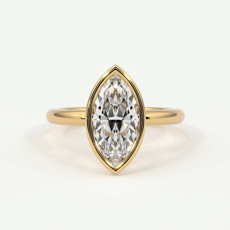 Rings Natural Mined Diamonds / 14K Yellow Gold Marquise Cut Bezel Setting