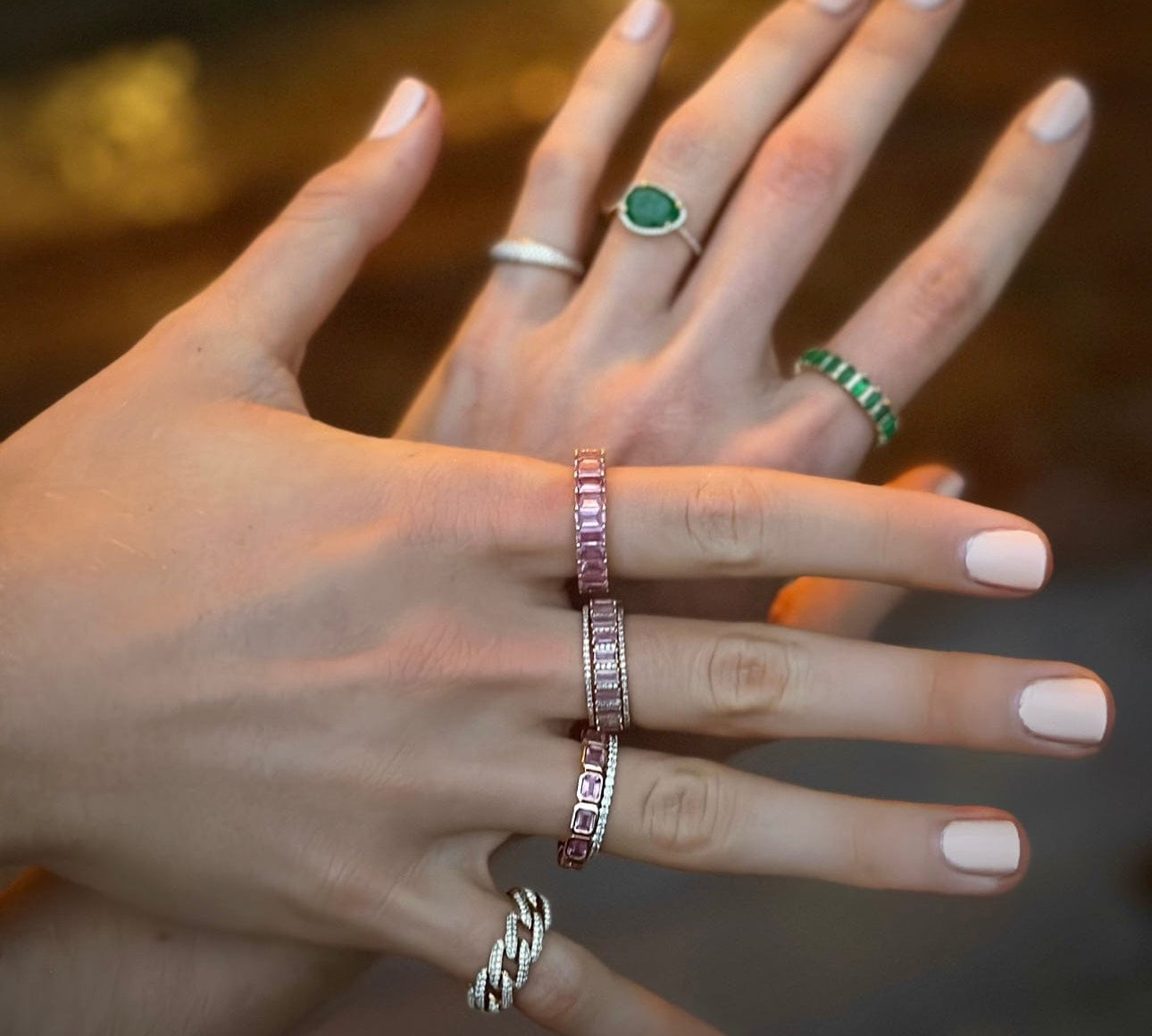 Rings Pink Sapphire and Diamond Eternity Ring