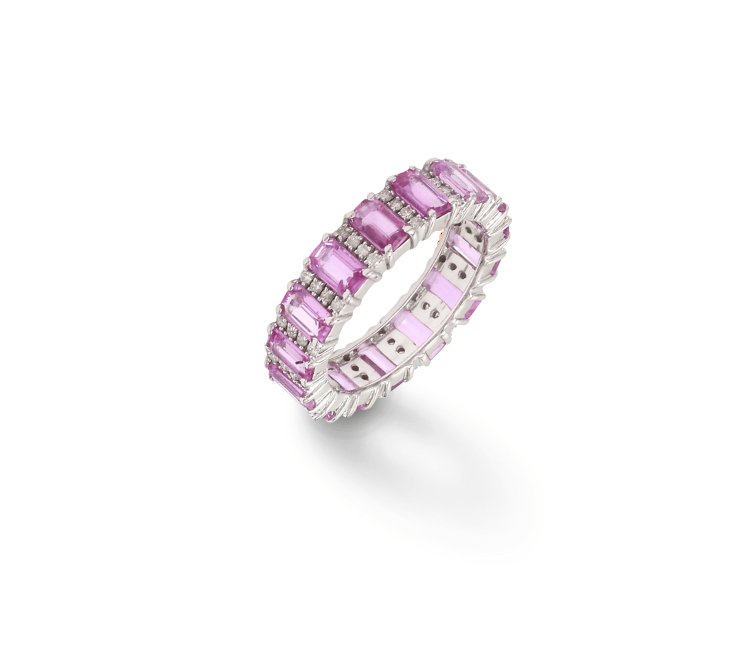 Rings Pink Sapphire and Diamond Eternity Ring