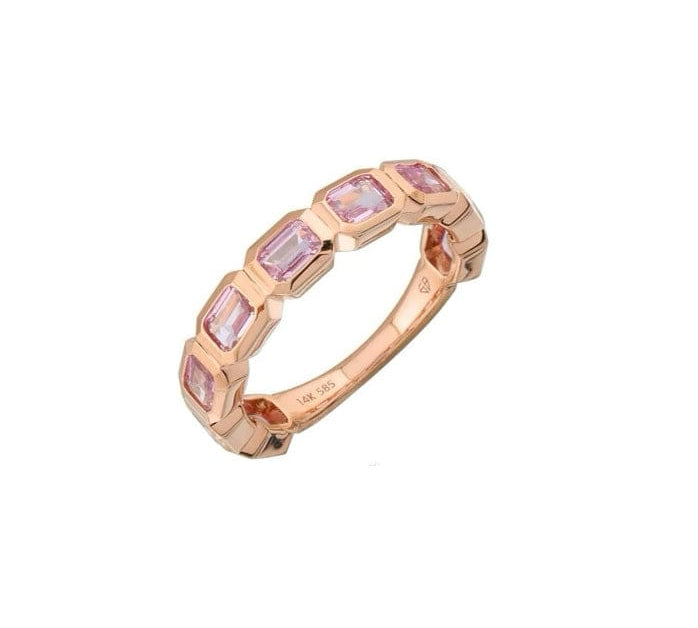 Rings Pink Sapphire Bezel Sideways Set Eternity Ring