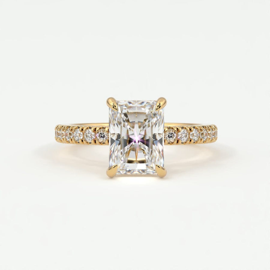 Rings Radiant Cut Diamond Pave Band, Hidden Halo