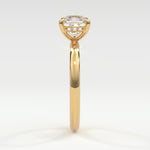 Rings Square Radiant Cut Pave Diamond Hidden Halo, Gold Band