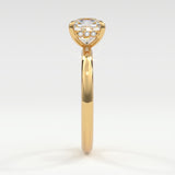 Rings Square Radiant Cut Pave Diamond Hidden Halo, Gold Band